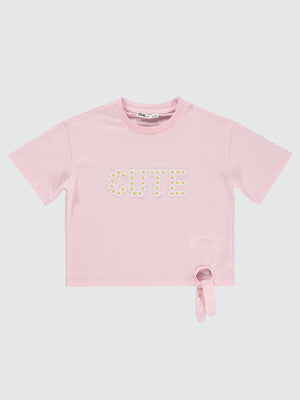 Civil Girls Cute Papatya Nakışlı 10-13 Yaş Tişört - Pembe