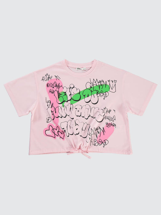 Civil Girls Funny Thing Baskılı 10-13 Yaş Tişört - Pembe