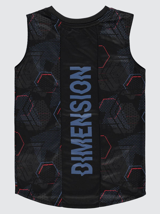 Civil Boys Geometrik Desen Empirme Sıfır Kol 6-9 Yaş Tişört - Siyah