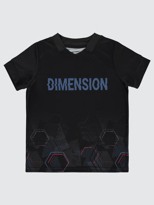 Civil Boys Geometrik Desen Dımensıon Baskılı 6-9 Yaş Tişört - Siyah