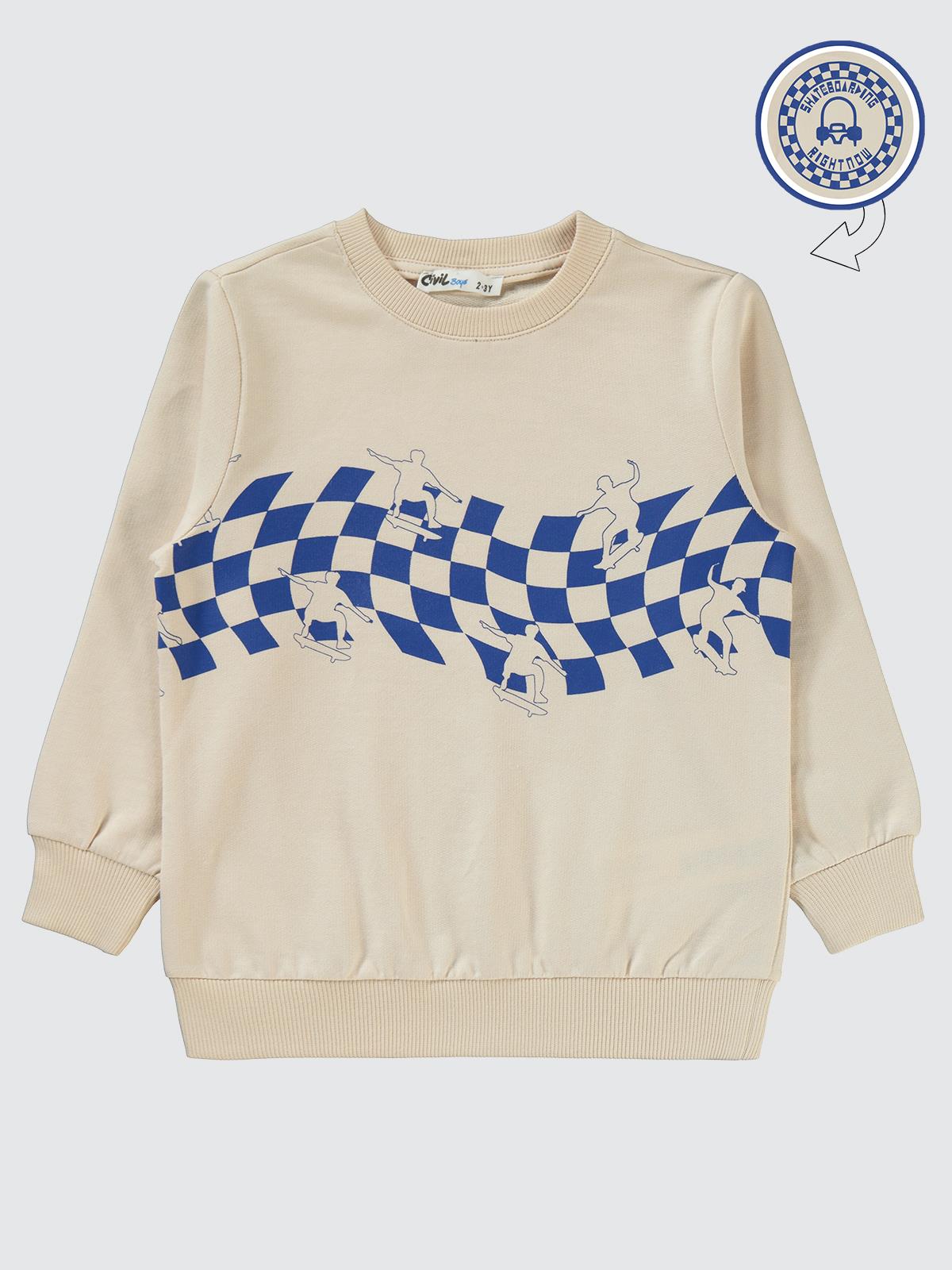 Civil Boys Skate Dama Baskılı 2-5 Yaş Sweatshirt - Gri
