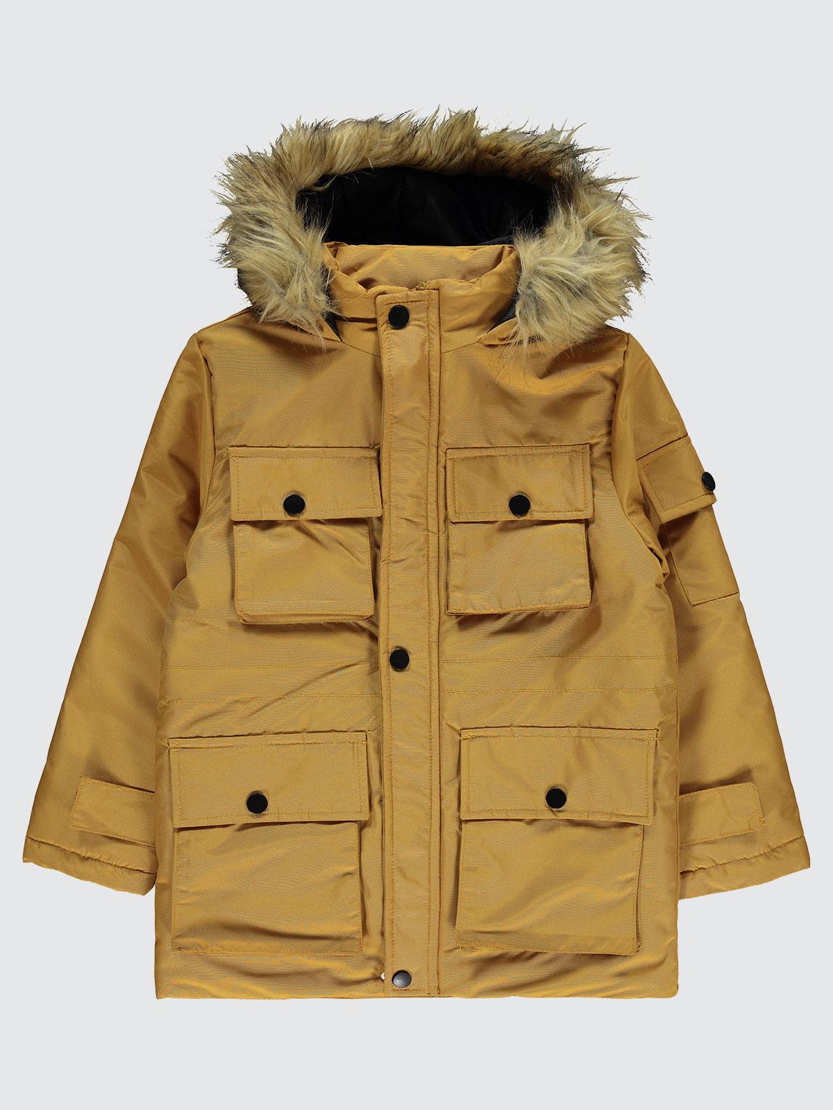 Civil Boys Kapak Cepli Kürklü 10-13 Yaş Mont - Hardal