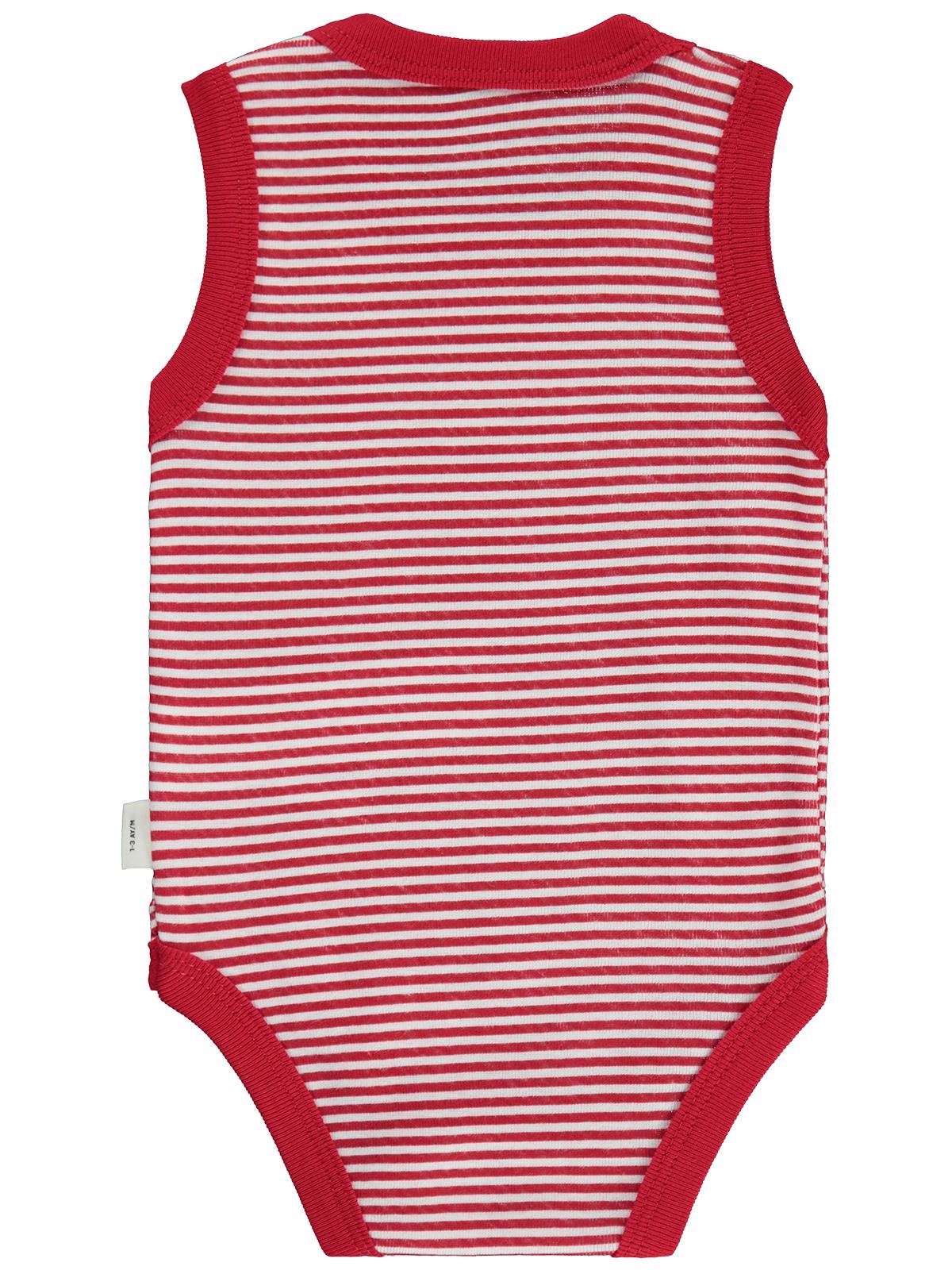 Civil Baby Çizgili Empirme 1-36 Ay Çıtçıtlı Badi - Kırmızı