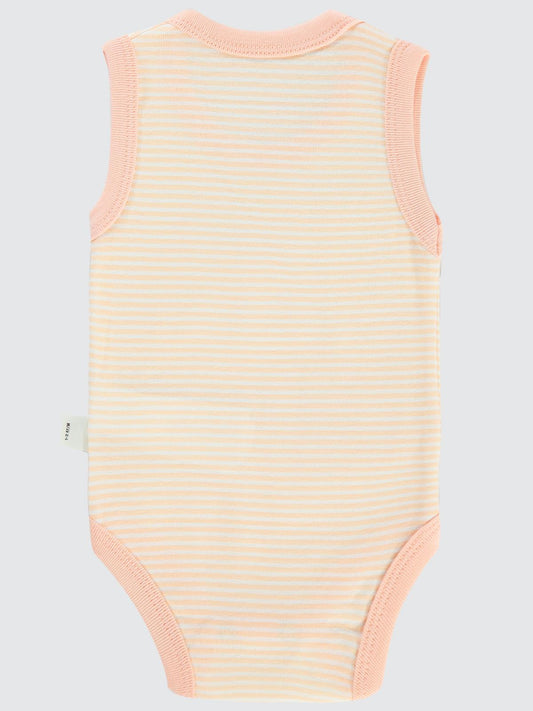 Civil Baby Çizgili Empirme 1-36 Ay Çıtçıtlı Badi - Pudra