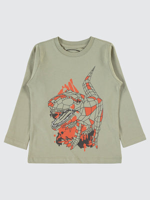 Civil Boys Geometrik Dino Baskılı 2-5 Yaş Sweatshirt - Gri