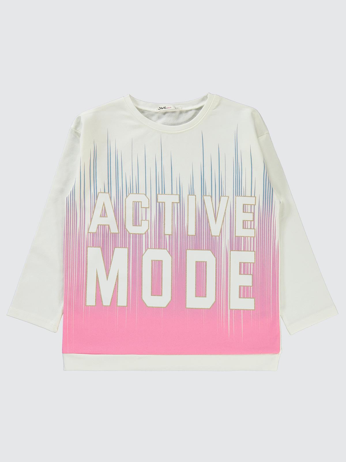 Civil Girls Active Mode Baskılı 6-9 Yaş Sweatshirt - Kırık Beyaz