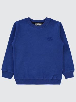 Civil Erkek Çocuk 96 Nakışlı Sweatshirt | Selanik Uzun Kol | Okul Kreş ve Günlük Kullanım - Mavi