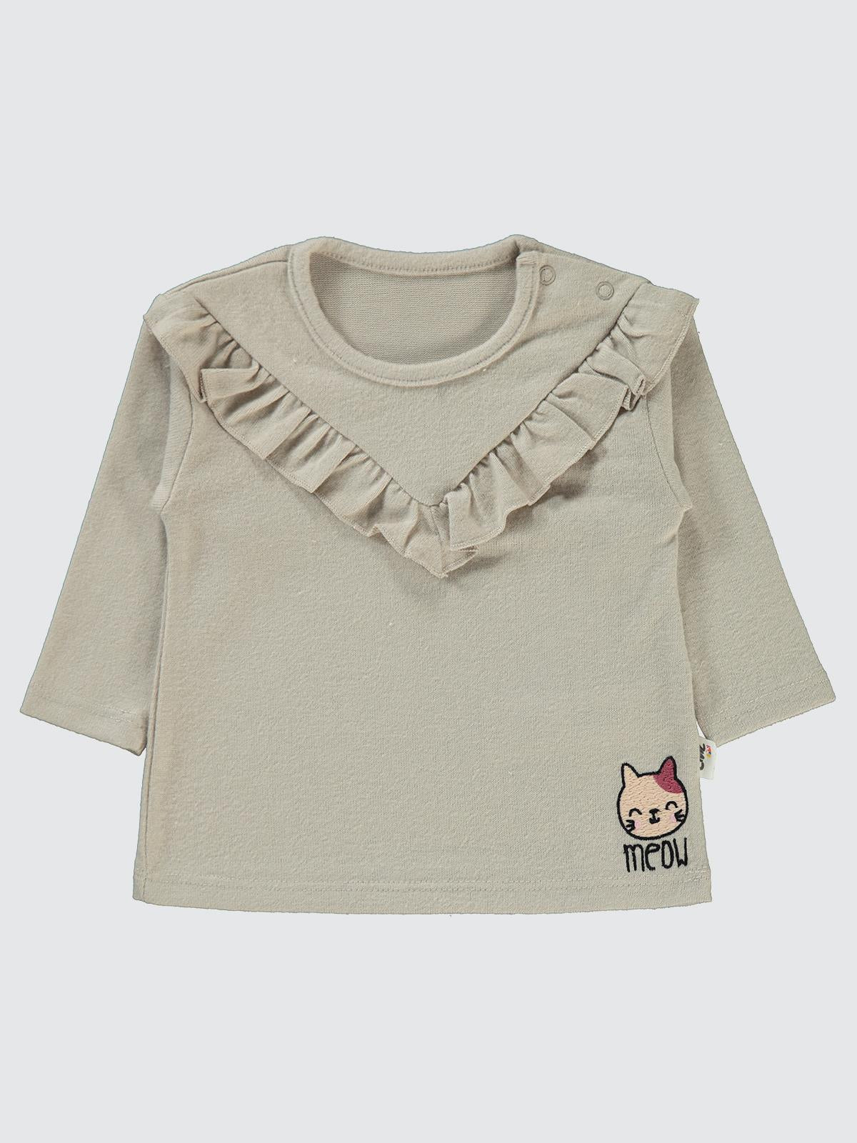 Civil Baby Kedi Nakışlı 6-18 Ay Sweatshirt - Bej