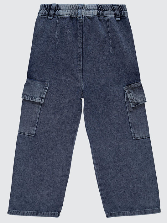 Civil Girls Kargo Cepli Boru Paça 6-9 Yaş Pantolon - Mavi