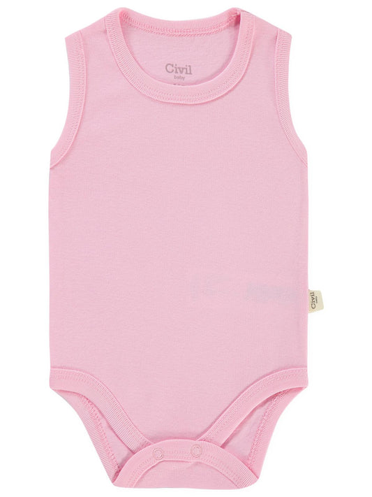 Civil Baby Düz Renkli 1-3 Yaş Çıtçıtlı Badi - Pembe
