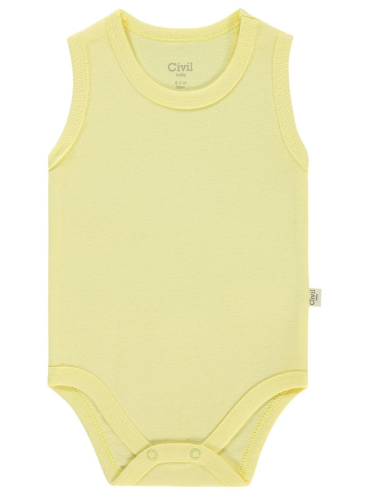Civil Baby Düz Renkli 3-9 Ay Çıtçıtlı Badi - Sarı