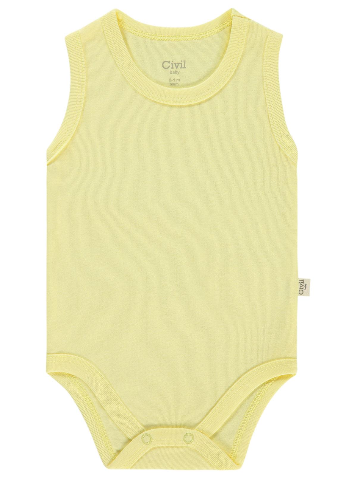 Civil Baby Düz Renkli 1-3 Yaş Çıtçıtlı Badi - Sarı