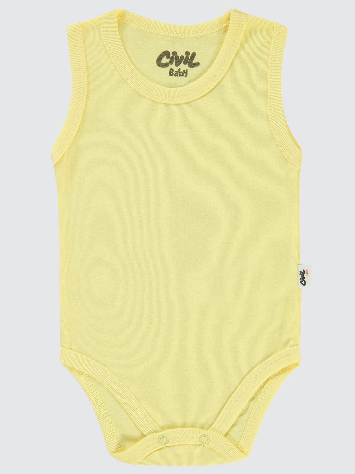 Civil Baby Düz Renkli 1-3 Yaş Çıtçıtlı Badi - Sarı