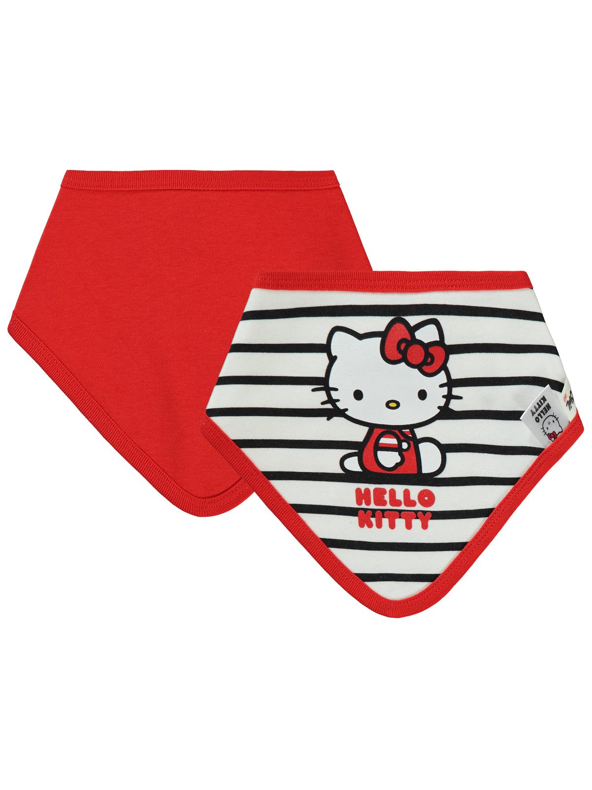 Hello Kitty Çizgi Desenli  0-24 Ay 2'Li Mama Önlüğü - Siyah