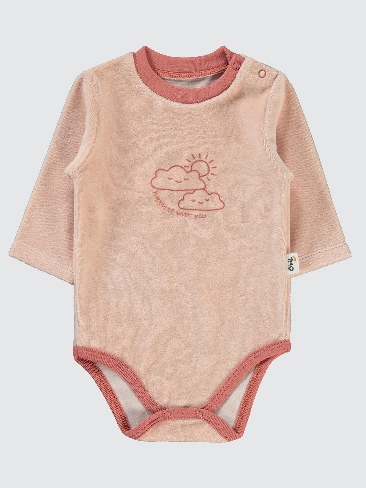 Civil Baby Bulut Baskılı 1-18 Ay Çıtçıtlı Badi - Pudra
