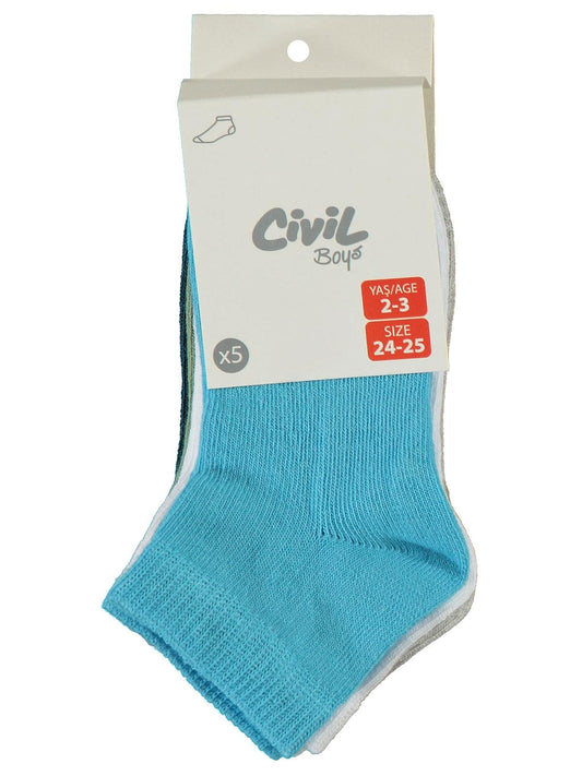 Civil Erkek Çocuk Basic 5'li Erkek Patik Çorap | Okul Kreş ve Günlük Kullanım