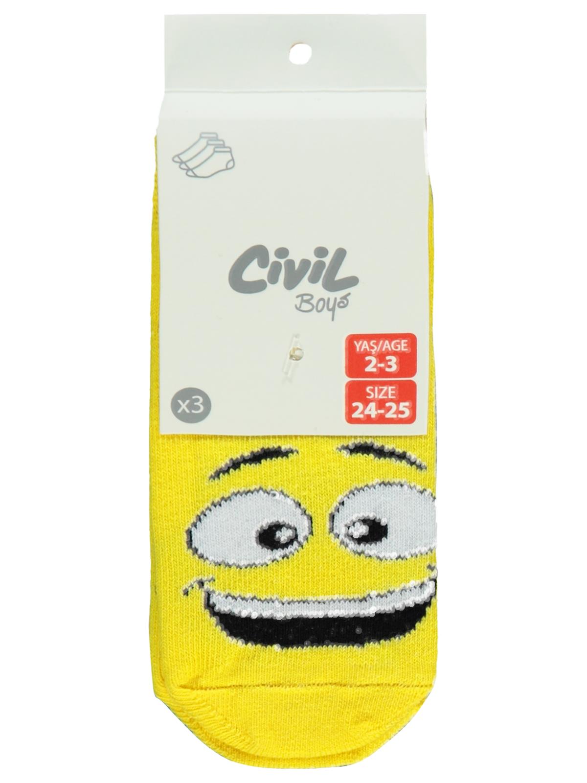 Civil Boys Gülenyüz 3'lü 2-12 Yaş Erkek Patik Çorap - Standart