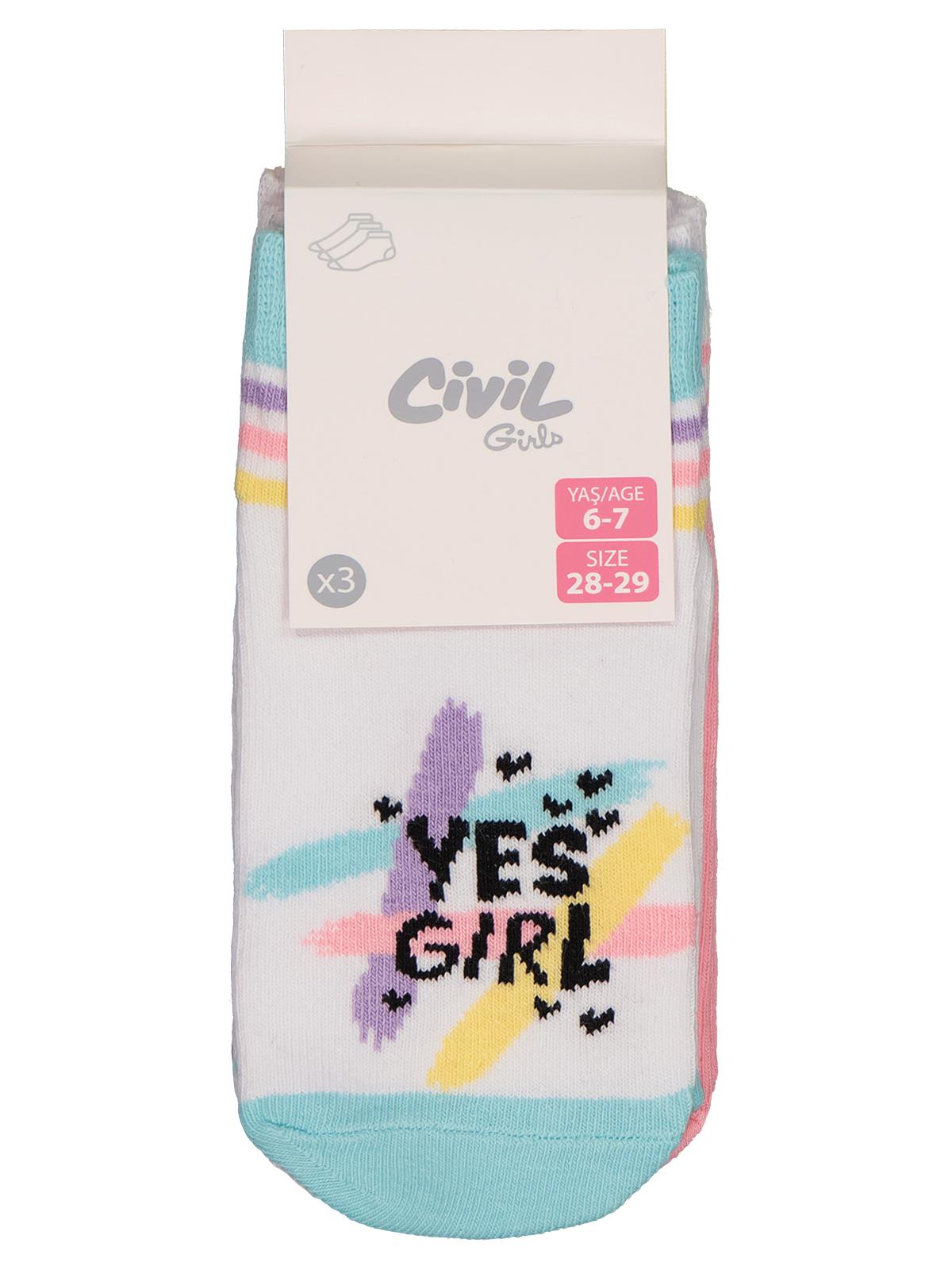 Civil Girls 3'lü 2-12 Yaş Kız Patik Çorap - Standart