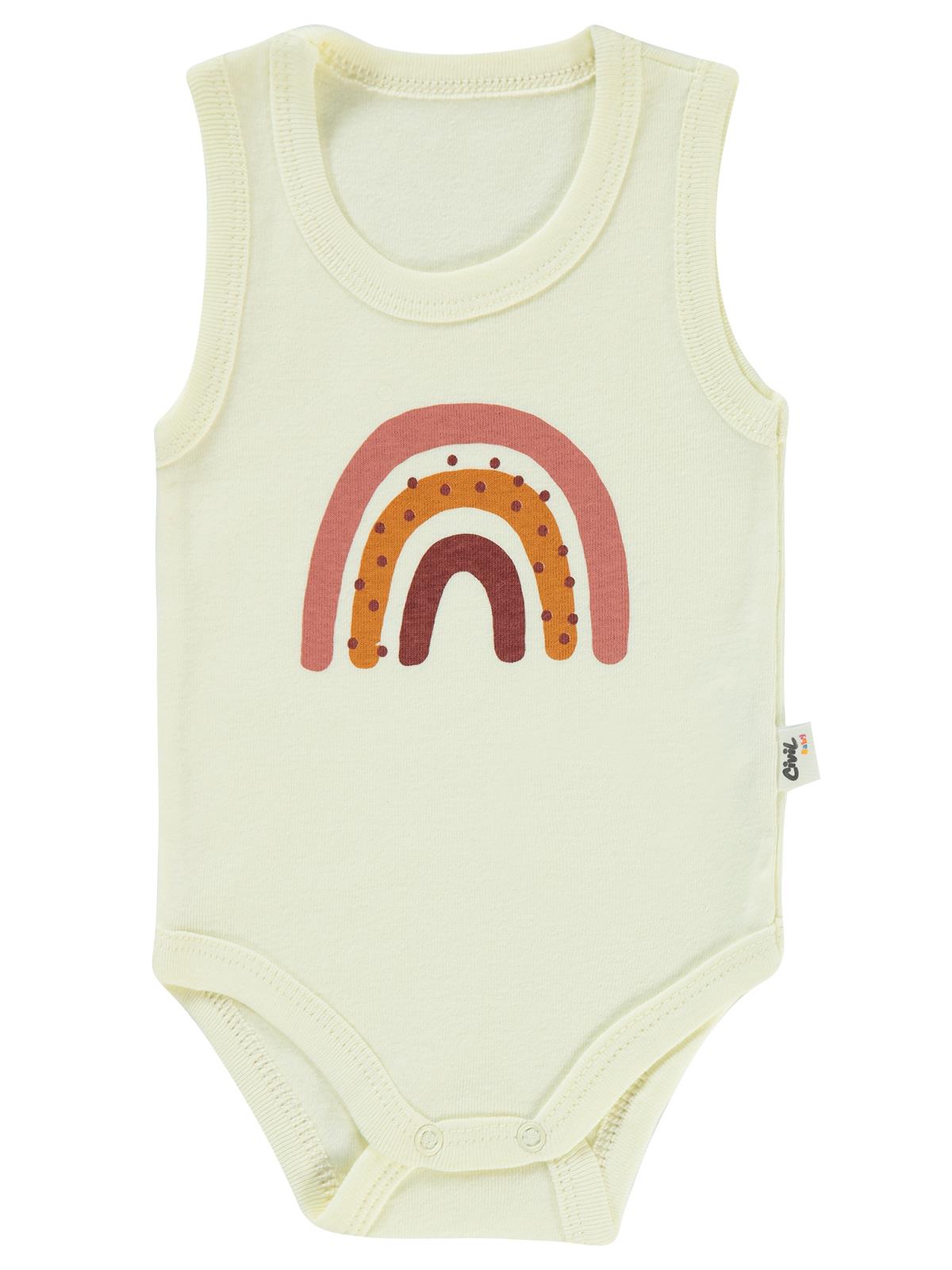 Civil Baby Gökkuşağı Baskılı 1-36 Ay Çıtçıtlı Badi - Fil Dişi
