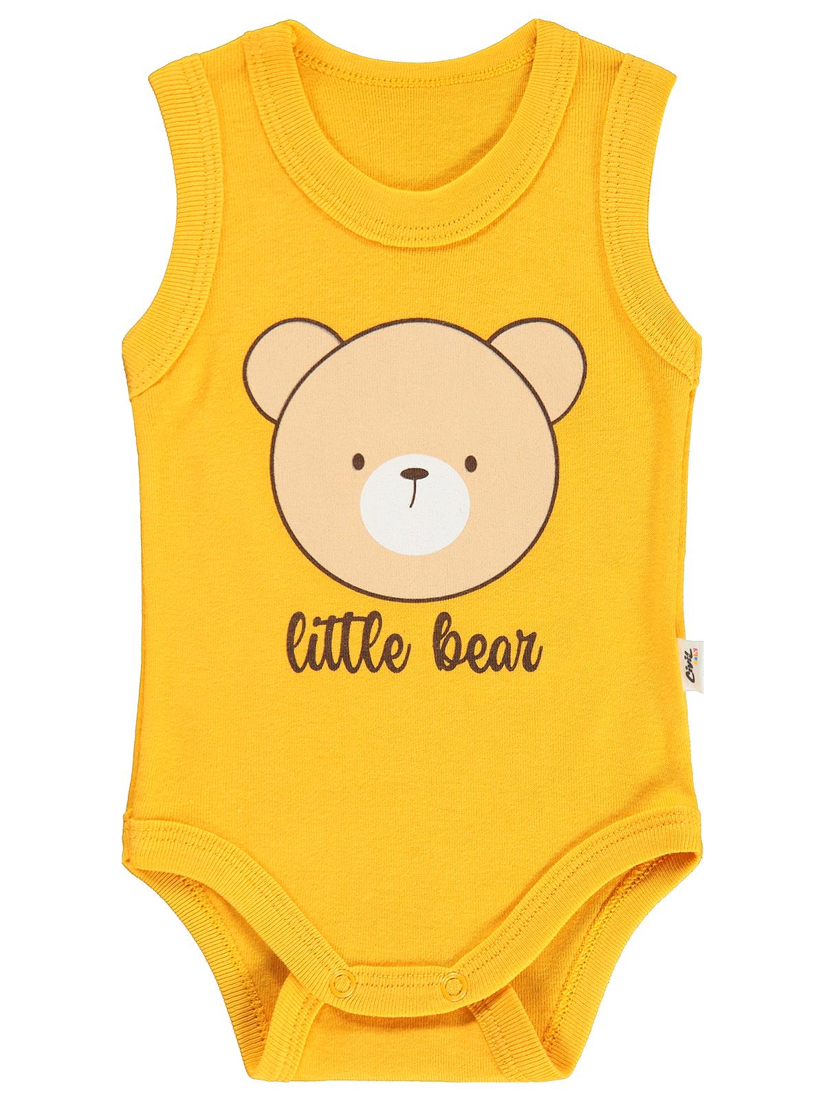 Civil Baby Little Bear Baskılı 1-36 Ay Çıtçıtlı Badi - Hardal
