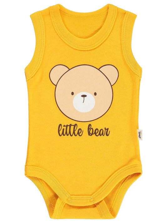 Civil Baby Little Bear Baskılı 1-36 Ay Çıtçıtlı Badi - Hardal