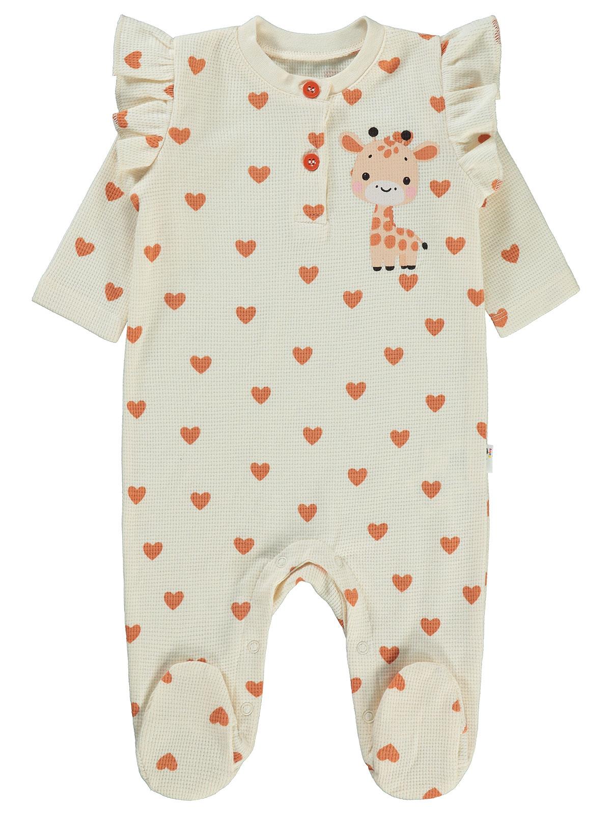 Civil Baby Kalp Zürafa Patikli 1-6 Ay Tulum - Fil Dişi