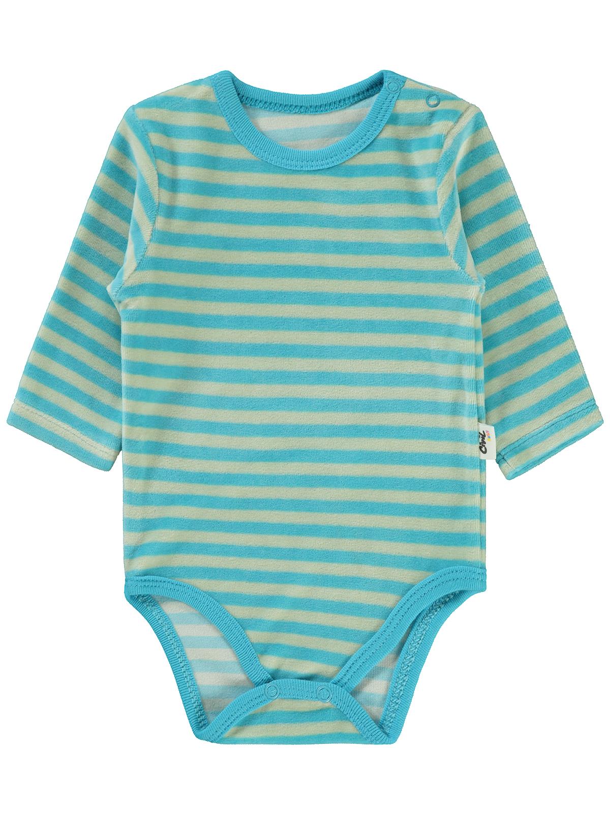Civil Baby Çizgili 1-18 AY Çıtçıtlı Badi - Mavi