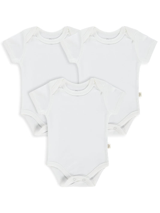 Civil Baby 3 lü Düz Kısa Kol 3-9 Ay Çıtçıtlı Badi - Beyaz