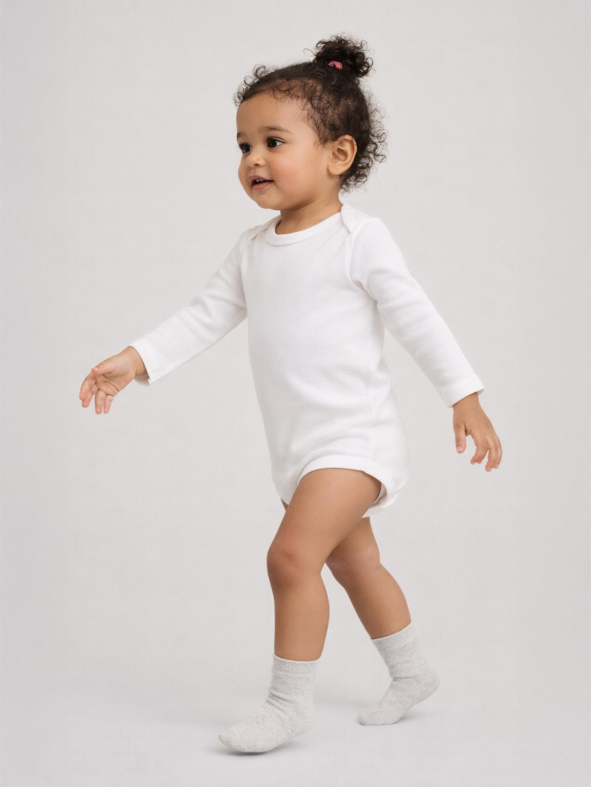 Civil Baby 3 lü Düz Uzun Kol 3-9 Ay Çıtçıtlı Badi - Beyaz