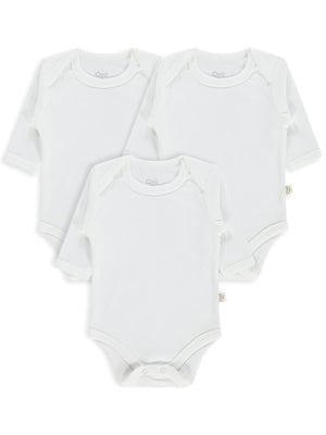Civil Baby 3 lü Düz Uzun Kol 3-9 Ay Çıtçıtlı Badi - Beyaz