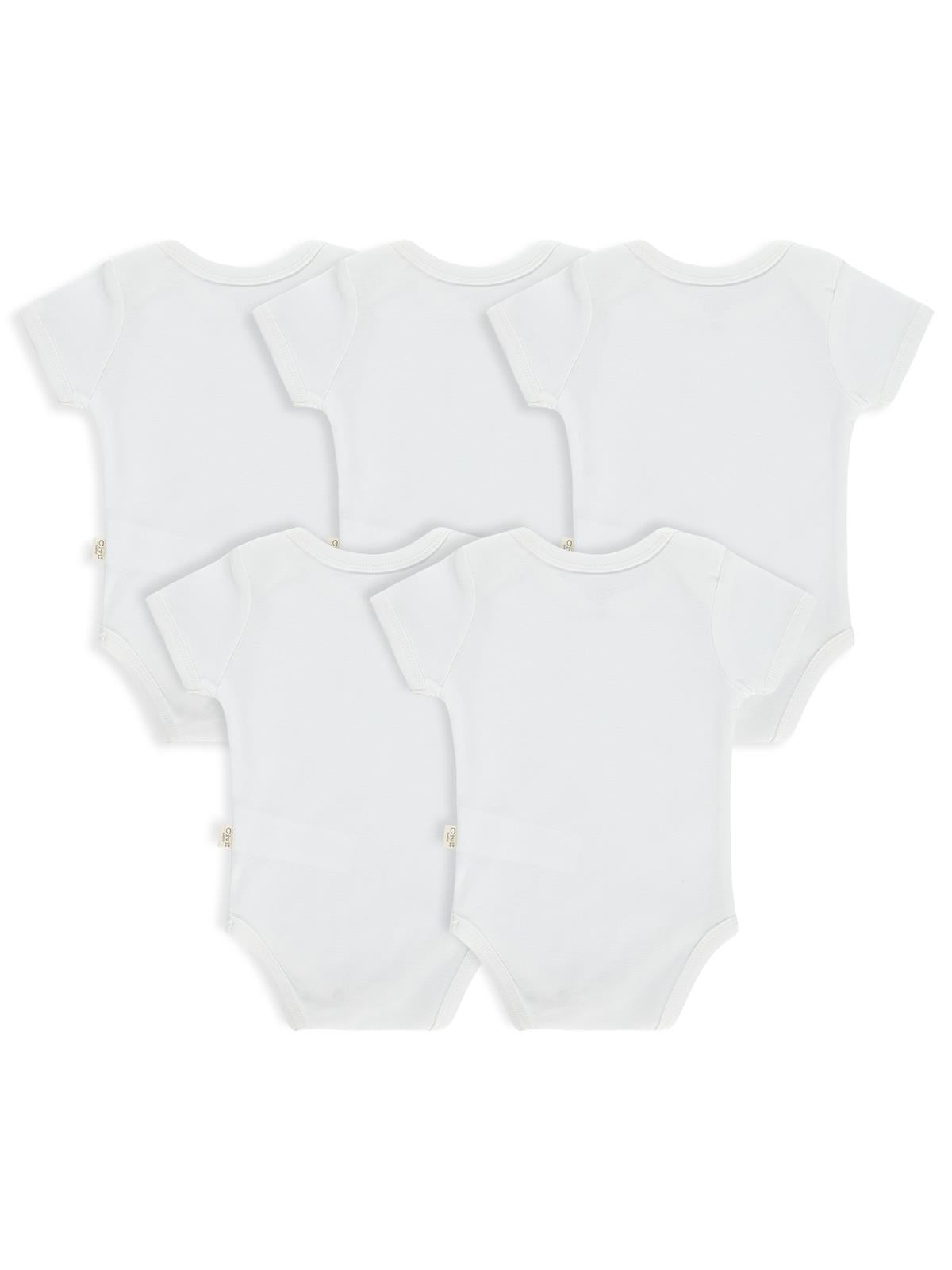 Civil Baby Düz Kısa Kol 5 li 3-9 Ay Çıtçıtlı Badi - Beyaz