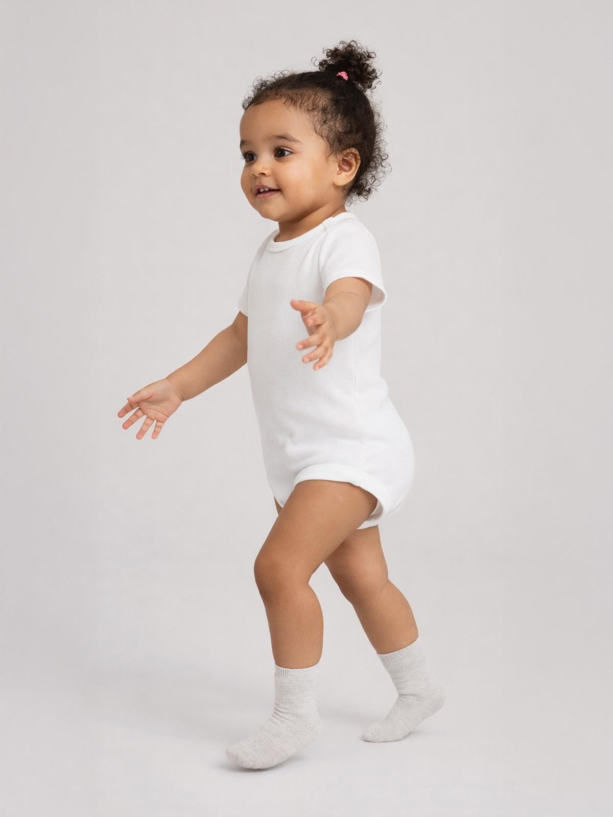 Civil Baby Düz Kısa Kol 5 li 3-9 Ay Çıtçıtlı Badi - Beyaz