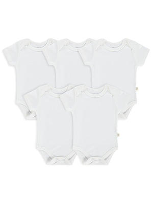 Civil Baby 5 li Düz Kısa Kol 0-1 Ay Çıtçıtlı Badi - Beyaz