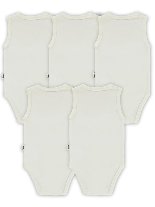 Civil Baby 5 li Düz Basic Sıfır Kol  Çıtçıtlı Badi - Beyaz