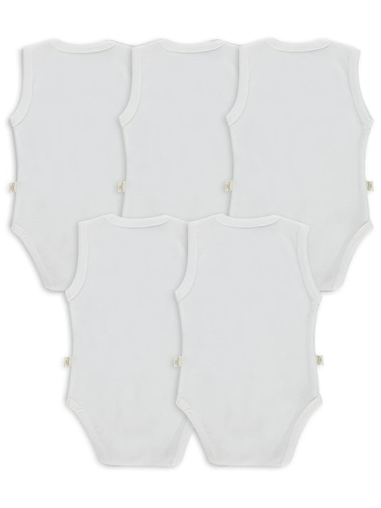 Civil Baby 5 li Düz Basic Sıfır Kol 3-9 Ay Çıtçıtlı Badi - Beyaz