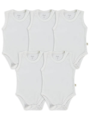 Civil Baby 5 li Düz Basic Sıfır Kol 3-9 Ay Çıtçıtlı Badi - Beyaz