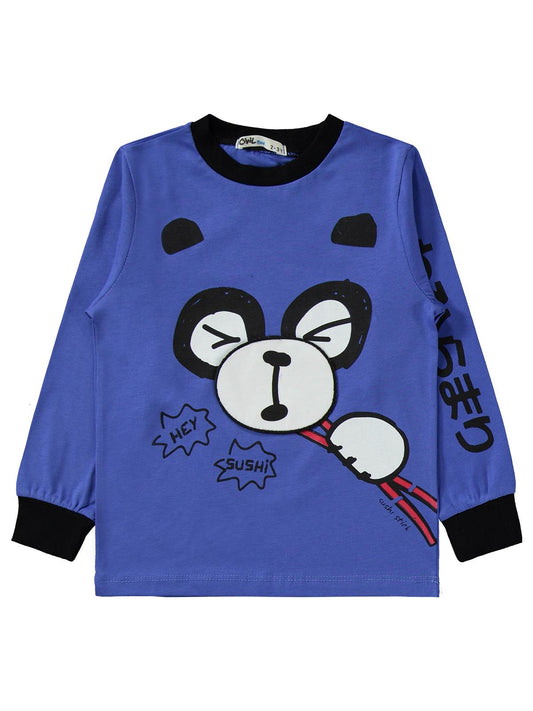 Civil Erkek Çocuk Panda Baskılı Pijama Takımı | Süprem-Süprem | Okul Kreş ve Günlük Kullanım - Mavi