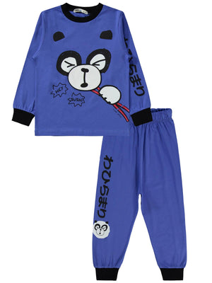 Civil Erkek Çocuk Panda Baskılı Pijama Takımı | Süprem-Süprem | Okul Kreş ve Günlük Kullanım - Mavi