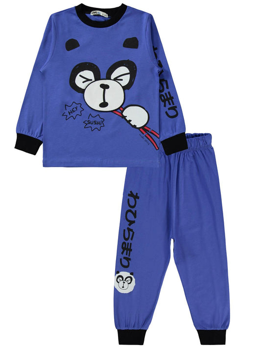 Civil Erkek Çocuk Panda Baskılı Pijama Takımı | Süprem-Süprem | Okul Kreş ve Günlük Kullanım - Mavi