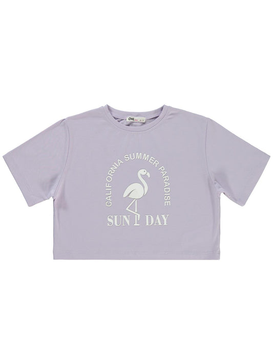 Civil Girls Flamingo Baskılı 6-9 Yaş Tişört - Lila