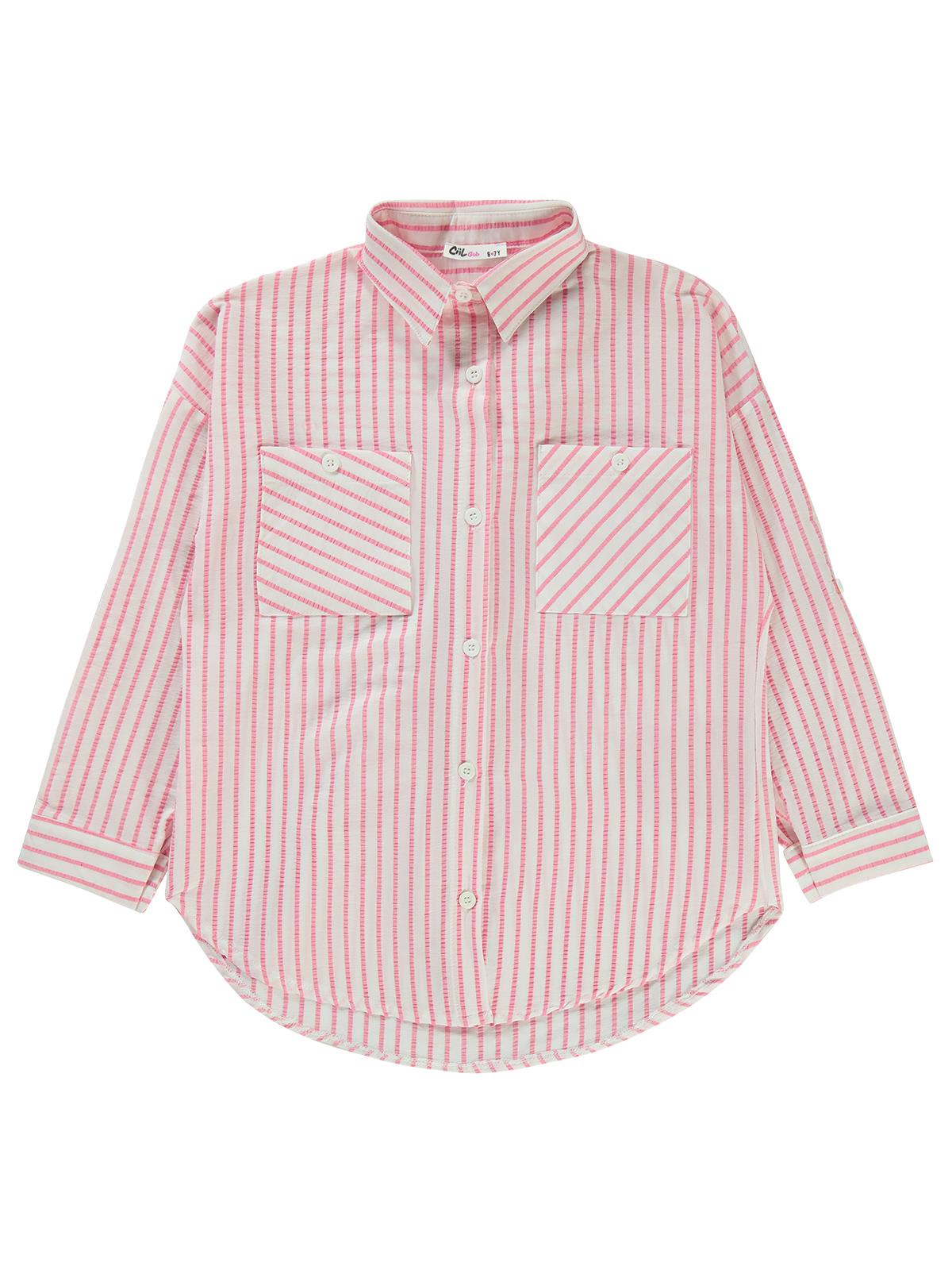 Civil Girls Çizgili 6-9 Yaş Gömlek - Pembe