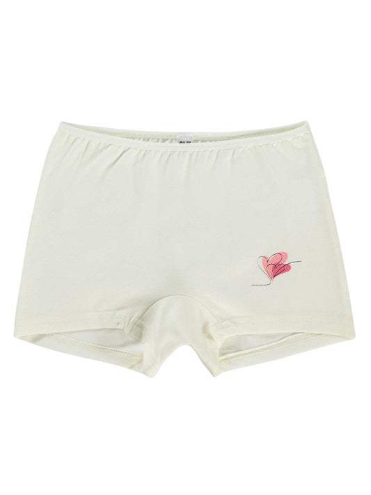 Civil Kız Çocuk Kalp 2'li Boxer Set | Likralı Süprem Baskılı | Okul Kreş ve Günlük Kullanım