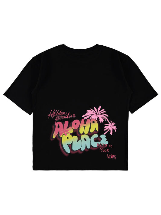 Civil Girls Aloha Place 10-13 Yaş Tişört - Siyah