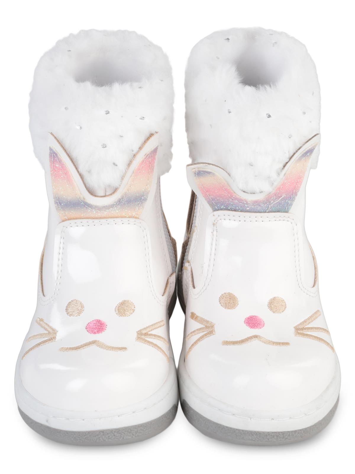 Civil Boots Kedi Nakışlı Rugan 21-25 Numara Bot ve Çizme - Beyaz