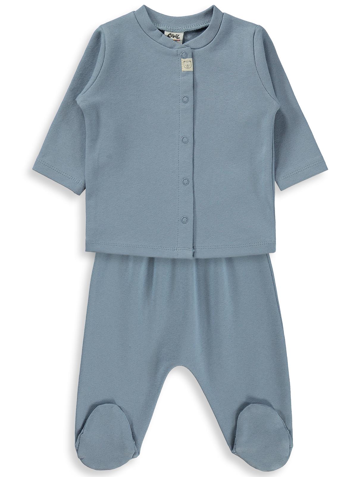 Civil Baby Düz 1-6 Ay Pijama Takımı - Mavi