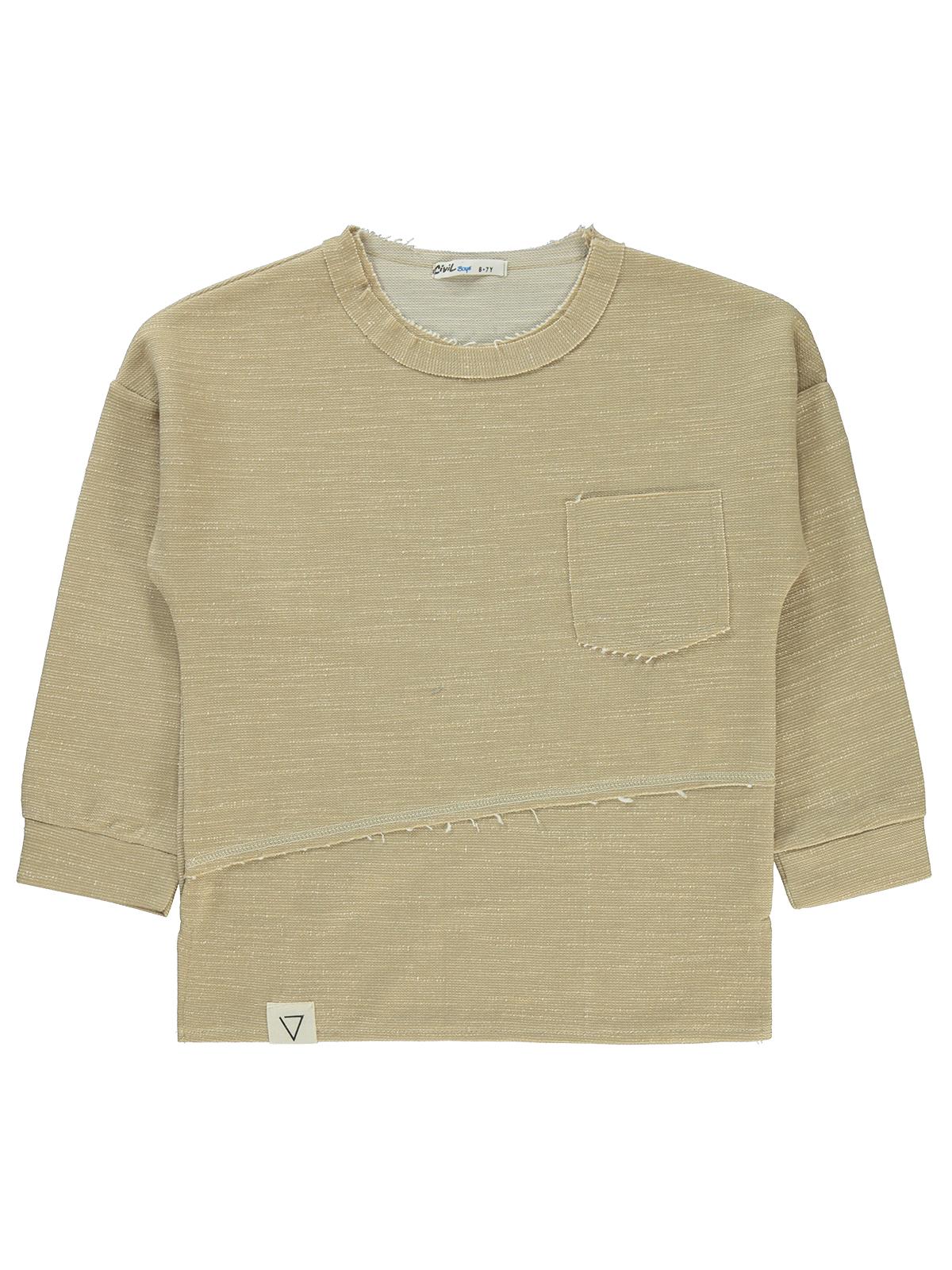 Civil Boys Düz Cepli 6-9 Yaş Sweatshirt - Ekru