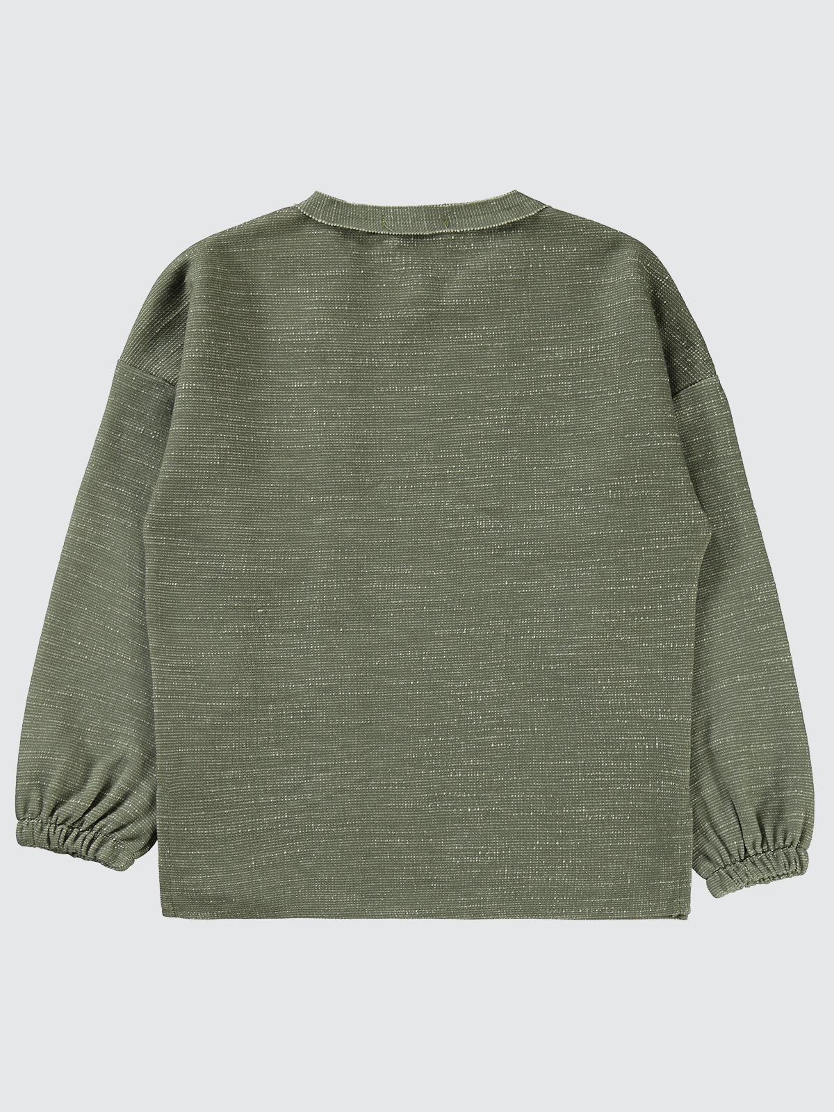 Civil Boys 1996 Armalı Süs Düğmeli 6-9 Yaş Sweatshirt - Haki
