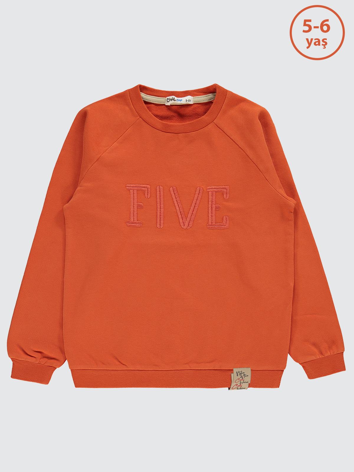 Civil Boys Two Nakışlı 2-5 Yaş Sweatshirt - Turuncu