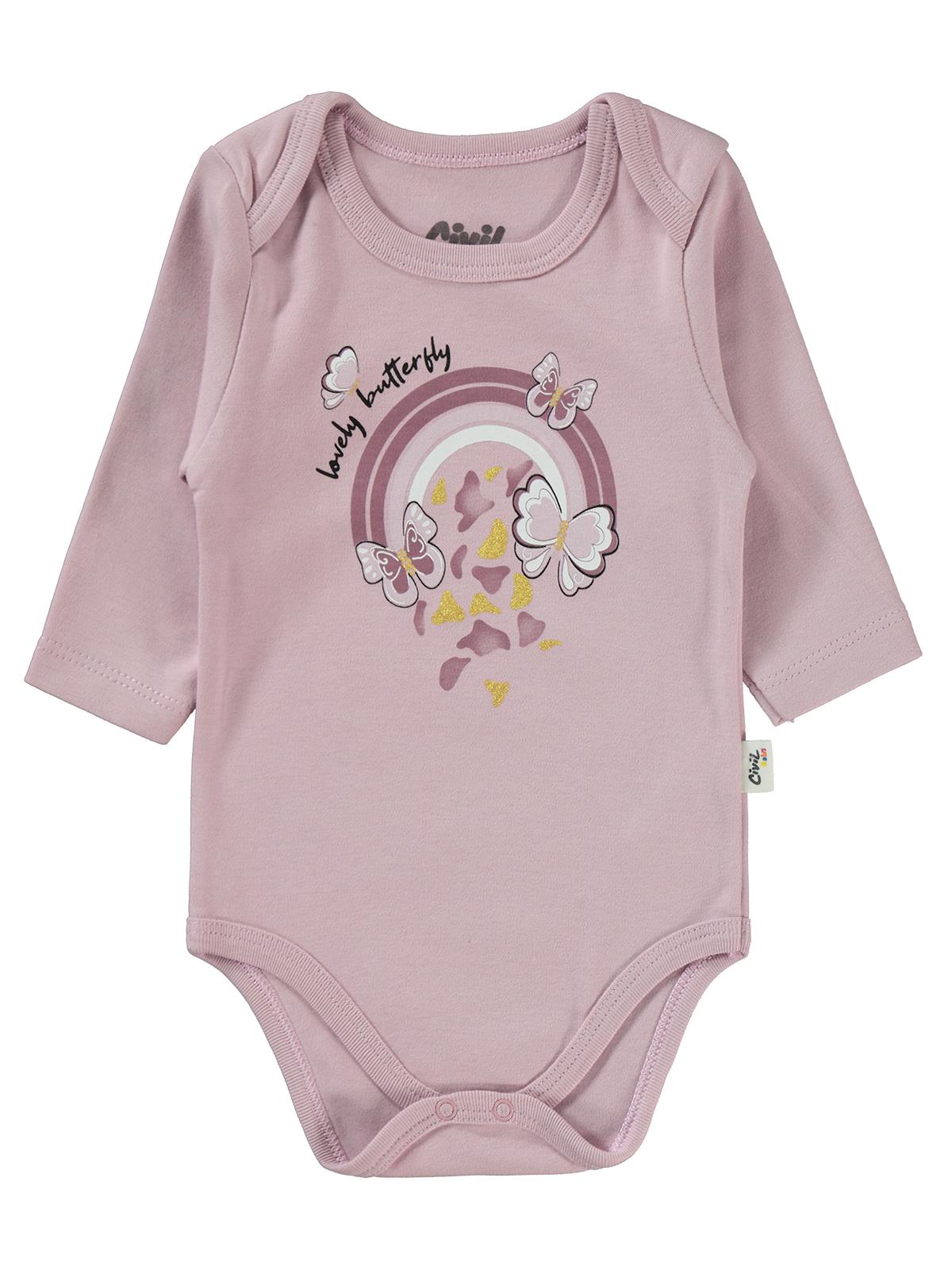 Civil Baby Butterfly Baskılı 3'lü 6-18 Takım - Lila