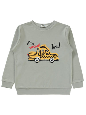 Civil Boys Taksi Baskılı 2-5 Yaş Sweatshirt - Gri